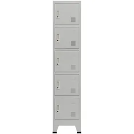[en.casa] Schließfachschrank Stahl 180x38x45 cm Grau 5 Türen abschließbar