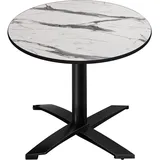 CPTG | Bistro Tisch | Ø:H 70 x 76 cm | Weiß Marmor / Aluminium Schwarz | Klappbar/ Zusatzgewicht