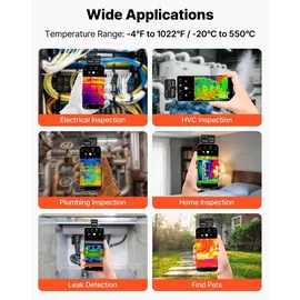 Vevor Wärmebildkamera 512x384 Super IR & 256x192 IR-Auflösung für iOS & Android, 25Hz, -20°C-550°C