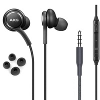 ElloGear Stereo-Ohrhörer für Samsung Galaxy S10, S10E Plus, Erstausrüster, kabelgebunden, entworfen von AKG, mit Mikrofon und Lautstärkeregler, schwarz