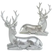 Boltze Hirsch Tobin liegend H 15 cm Kunstharz Silber Stückpreis