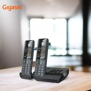 Gigaset Comfort 520A Duo - 2 Schnurlose DECT-Telefone mit Anrufbeantworter - Beste Audioqualität mit Freisprechfunktion - Anrufschutz - Adressbuch 200 Kontakten, titan-schwarz [Deutsche Version]