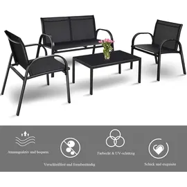 Costway Lounge Set 4-tlg. Schwarz