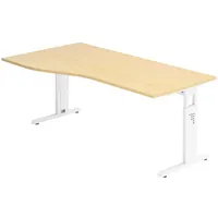 Bümö Schreibtisch Ahorn, Weiß, Nachbildung,Ahorn, Rechteckig, 180x74x100 cm, FSC