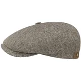 Stetson Hatteras Seide Schirmmütze Damen/Herren - Ballonmütze aus Seide - Flatcap mit Sonnenschutz UV 40+ - Schiebermütze mit Fischgratmuster - Schirmmütze Sommer/Winter beige-schwarz 55 cm - 55