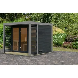 Karibu 38 mm Saunahaus Ares 3 Anthrazit/Graualuminium ohne Ofen