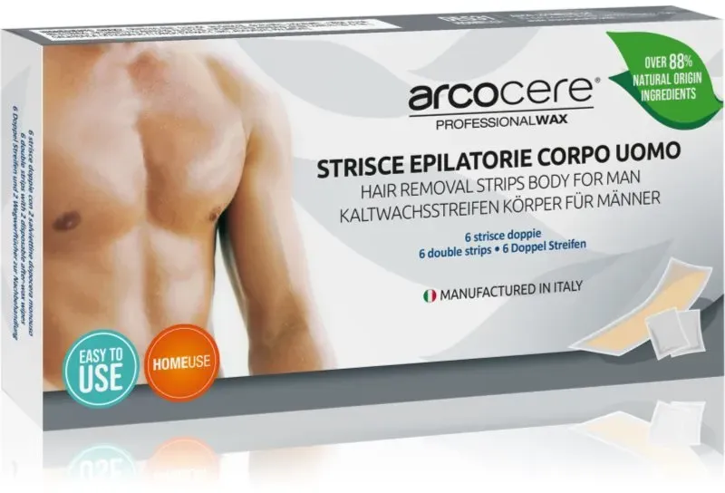 Arcocere Professional Wax Enthaarungsstreifen mit Wachs für Herren 6 St.