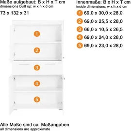 trendteam smart living - Amanda - Hochschrank - Weiß Hochglanz