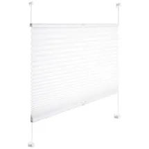 Woltu Plissee ohne Bohren Klemmfix Faltrollo Jalousie, Weiß 75x220cm (bxh) Plisseerollo Crushed Optik Sichtschutz und Sonnenschutz Easyfix lichtdurchlässig Rollo für Fenster & Tür