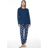 MEY Nachtwäsche Serie Scribbled Dots Damen Schlafanzüge Deep Marine XXL(46) - XXL