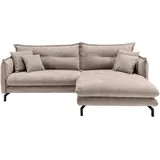 Livetastic Ecksofa, Beige, Textil, Uni, 4-Sitzer, Füllung: Schaumstoff, Ottomane rechts, L-Form, 255x180 cm, Made in Eu Rücken echt, Armteil links, rechts, Wohnzimmer, Sofas , Couches, Wohnlandschaften, Ecksofas