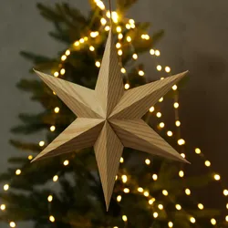 Weihnachtsstern Papierstern in Holzoptik Dekostern 6-zackig D: 30cm braun
