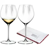 Riedel PERFORMANCE Chardonnay Glas 2er Set + Poliertuch