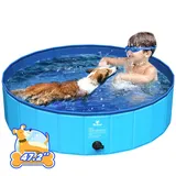 Pawaboo Faltbarer Hundepool Hundebad, Swimmingpool für Hunde, Einfache Aufbewahrung, Harte Kratzfeste Haustier Pool für Welpen Katzen, Tragbar Planschbecken für Haustiere (120cm x 30cm, L)