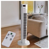 ETC Shop Turmventilator, Fernbedienung Kühltower Ventilator leise Turm oszillierend weiß, 3 Geschwindigkeitsstufen Timer LED Display, H 95,5 cm
