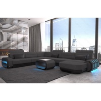 Sofa Dreams Wohnlandschaft Polster Stoff Sofa Roma XXL M Mikrofaser Designer Stoffsofa, Couch wahlweise mit Bettfunktion grau|schwarz