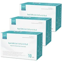 EUROPAPA 30x Corona Laientest Schnelltest und Grippe Test auf Covid-19 und Influenza A/B, Antigentest Selbsttest SARS-CoV-2 Flu A Flu B 3in1 Combo Rapid Test Cassette, für Zuhause, Einzelverpackt