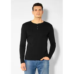 H.I.S Langarmshirt, mit aufwendiger Knopfleiste, Gr. S, schwarz, , 42375141-S
