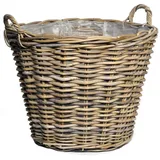 Annastore Weidenkorb Pflanzkorb aus Weide mit Henkel und Innenfolie Blumenkorb Pflanzkorb