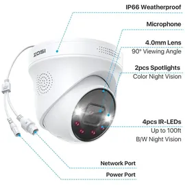 ZOSI 4K IP Kamera Set Weiß