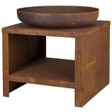 Esschert Design - Feuerschale Mit Holzfach 62 Cm Rostbraun