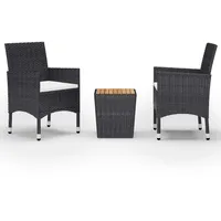 vidaXL 3-tlg. Bistro-Set Poly Rattan und Akazienholz Schwarz