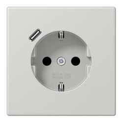 Jung  SCHUKO-Steckdose mit USB-Ladegerät Typ C (lichtgrau)