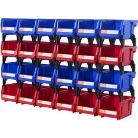 Vevor Kunststoff-Aufbewahrungsbehälter 12,7 x 10,2 x 7,6 cm 24-tlg. Blau/Rot