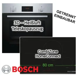 Bosch Backofen-Set Teleskopauszug + Induktionskochfeld autark 80cm