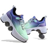 LDRFSE Schuhe mit Rollen für Männer Schuhe Rollschuhe Kinder Skateboard Schuhe Bequem Und Atmungsaktiv Quad Skates Verstellbare Rollschuhe Verstecktes Rad für Laufsportschuhe Zum Spielen für Männer - 42