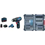 Bosch Professional 12V System Akku-Schlagbohrschrauber GSB 12V-15 (inkl. 2 Akku, Schnellladegerät GAL 12V-40, in L-BOXX) + 35-tlgs. Bohrer Bit Set (Pick and Click, Zubehör, Bits und Universalhalter)