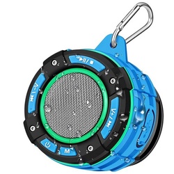 autolock Bluetooth Lautsprecher, Mini Tragbarer Lautsprecher mit 3D Stereo, Bluetooth-Lautsprecher (IPX7 Wasserdicht, Eingebaute Powerbank,Kabelloser mit LED) blau