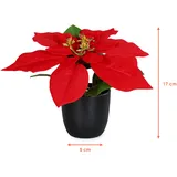 Spetebo Künstlicher Weihnachtsstern im schwarzen Topf 20 cm - 3er Set - Deko Pflanze Seidenblume Kunstpflanze Winterblume mit samtigen Blüten