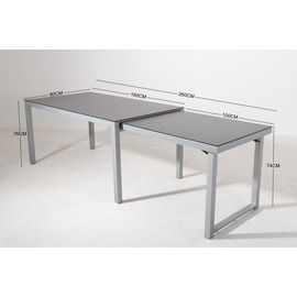 Gardissimo Faro Keramik Ausziehtisch Gartentisch 160-260x90cm silber