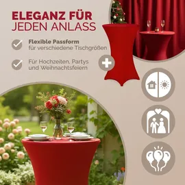 DETEX DETEX® Stehtisch Husse 2er Set Rund 30°C Waschbar Stehtischhussen Stretch Stehtischhusse Überzug 2er Set bordeaux, 70Ø Ø 70-75cm Verstärkter Fußbereich