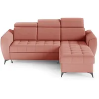 Universal Ecksofa mit Schlaffunktion und Bettkasten, Eckcouch L-Form Sofagarnitur Sofa Wohnlandschaft, Couch für Wohnzimmer, Schlafsofa - Ottomane... - Rosa