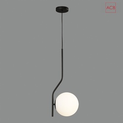 ACB Pendelleuchte MAUI, 1-flammig, Kugel: Ø 18,0 cm, 1 x E27 LED, 15W, IP20, IK00, schwarz/opal ACB-C81631N