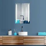 PonteSino HOKO Badspiegel LED Wandspiegel 60x80cm+Uhr+ Warmweiß-Kaltweiß-Neutral. mit Touch Schalter/Wandschalter einschaltbar. IP44. Memory-Funktion. Fran... - Transparent