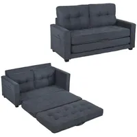 Merax Schlafsofa 3-in-1 Klappbares Couch, Bettsofa, Sofa mit Schlaffunktion, 2-Sitzer, Bodensofa, Liegefläche 127x169cm grau