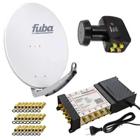 PremiumX Satelliten-Komplettanlage Fuba DAA 780 G Satellitenschüssel Alu Grau
