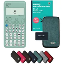 Casio fx-92 Collège inkl. Schutztasche Türkis & Fachbuch (88 Seiten, DIN A5) – Wissenschaftlicher Rechner – Smart Set