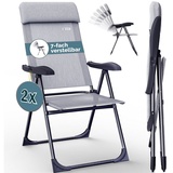 CASARIA Gartenstuhl 2er-Set Grau meliert Alu Klappbar