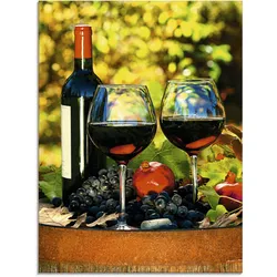 Artland Glasbild »Gläser Rotwein auf altem Fass«, Getränke, (1 St.), in verschiedenen Größen Artland Farbe Bild(er): grün