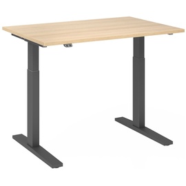 Hammerbacher XMKA12 elektrisch höhenverstellbarer Schreibtisch eiche rechteckig, C-Fuß-Gestell grau 120,0 x 80,0 cm