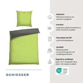SCHIESSER Doubleface Renforcé grün/anthrazit 155 x 220 cm + 80 x 80 cm