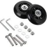 SNQ - 2er-Pack 70 x 24 mm Ersatz-Gepäckrollen, Kofferrad-Reparatur-Sets, Achsschlüssel und Schrauben für Trolleys, Inlineskates und Skateboards