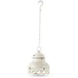 Loberon LED-Laterne Cornell, Traditionelle Handarbeit, Authentisches Antik-Finish, Batteriebetrieben, Außenleuchte, Hängelampe, Eisen, antikweiß
