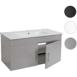 Mendler Waschbecken + Unterschrank HWC-D16, Waschbecken Waschtisch, hochglanz 90cm ~ grau