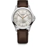 Victorinox Alliance 40mm Herrenuhr silver dial, brown leather strap