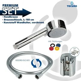tecuro Wannenset ew-80 - mit 5 Funktionen Handbrause, Brauseschlauch 160 cm, Wandhalter